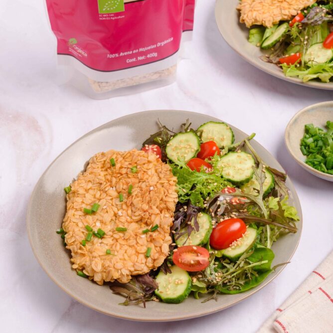 receta de pollo crispy con avena fácil almuerzo