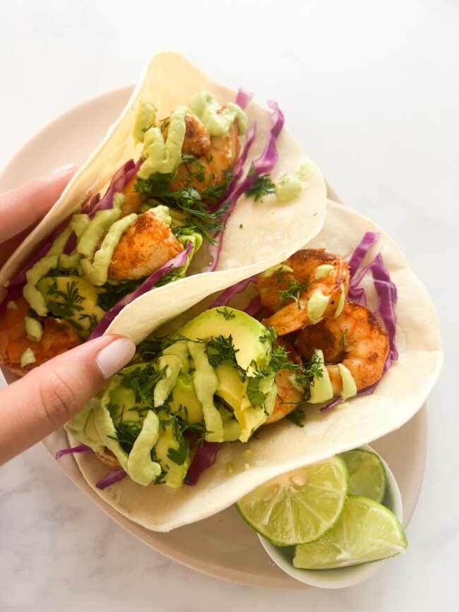 tacos de camarón menú semanal